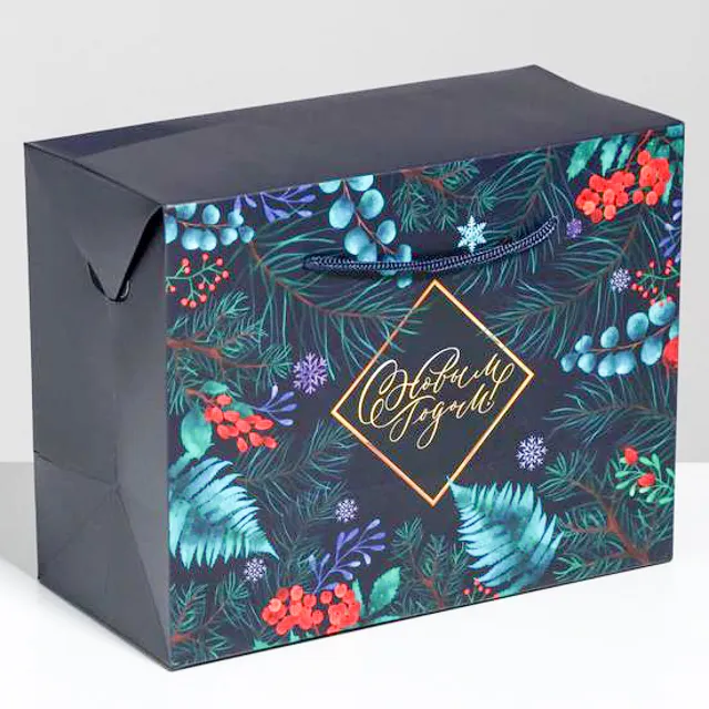 Пакет-коробка "Новогодняя ботаника"